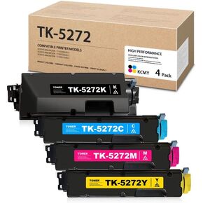 4 Pack TK5272 High-Yield Toner Cartridges BK/C/M/Y, Dophe Compatible Toner Replacement for Kyocera TK-5272 ECOSYS M6235cidn M6630cidn M6635cidn P6230cdn Printers