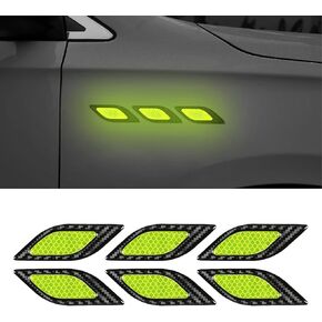 6PCS Car Fender Hood Bumper Reflective Decal Safety Warning Stripe Stickers Car Protection Body Stickers Decoration Universal Black-Blue