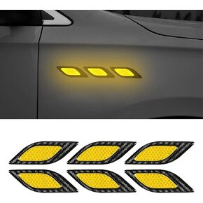 6PCS Car Fender Hood Bumper Reflective Decal Safety Warning Stripe Stickers Car Protection Body Stickers Decoration Universal Black-Blue