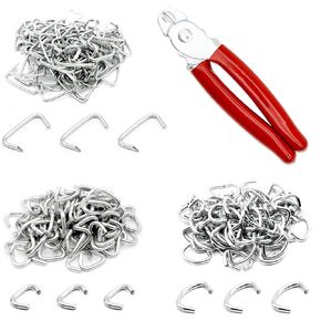 INKNOTE 270 Pcs Galvanized Hog Rings Assortment Kit (3 Sizes) & One Piece Professional Hog Ring Pliers, widely for Bungee/Animal Pet Cages/Bagging/Meat & Sausage Casing/Fencing/Furniture Upholstery