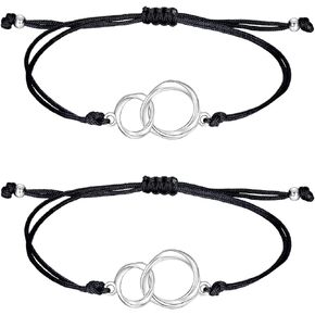 Interlocking Circle Couple Bracelets Set to My Lover Boyfriend Girlfriend Anniversary Birthday Gifts for Him and Her