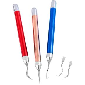 SVICCOOKQ Weeding Tools for Vinyl,3pcs LED Vinyl Weeding Tool with Light,Vinyl Weeding Tools for Cutting,Silhouettes,Cameos, DIYs,Paper Iron on Project.(Rose Gold + Red + Blue)