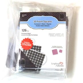 Scrapbook Adhesives by 3L, Black 3L Scrapbook Adhesive Permanent Regular Pre-Cut 3D Foam Squares, 1/2-Inch, 126pk, Set of 10, 1/2" X 1/2", 1260 Count