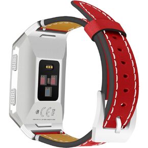 For Fitbit Ionic Band Leather, Fitbit Ionic Leather Band Smart Watch Adjustable Replacement Band with Metal Classic Bracelet Buckle Clasp Wrist Band for Fitbit Ionic Fitness Accessories