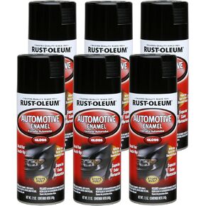 Rust-Oleum 252462 Automotive Enamel Spray Paint, 12 oz, Gloss Black, (6 Pack)