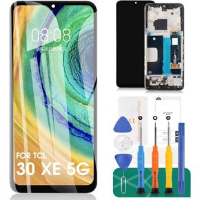 for TCL 30 XE 5G Screen Replacement for TCL 30 XE 5G LCD Replacement for TCL T767W LCD Replacement Touch Screen Digitizer Assembly with Frame Black