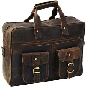 Leather Briefcase 16 inch Laptop Messenger Bag For Men and Women Handmade Vintage Satchel Office Shoulder Bag, Brown