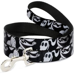 Dog Leash Nightmare Before Christmas Zero Expressions Black White 4 Feet Long 0.5 Inch Wide
