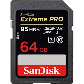 Sandisk Extreme Pro - Flash Memory Card - 64 GB - SDXC UHS-I - Black, Gray, Red, White, Yellow