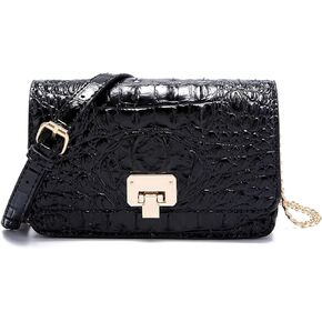 Small Crocodile Crossbody Cell Phone Purse for women Vegan Leather Clutch Wallet with Leather Shoulder Strap
