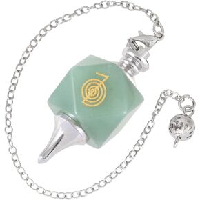 TUMBEELLUWA Spiral Pattern Crystal Point Pendulum for Dowsing Divination, Faceted Quartz Stone Pendant Pendulum with Silvery Chain, Rose Quartz