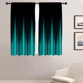 Coxila Teal and Black Curtains for Bedroom 42 x 63 Inch Rod Pocket Ombre Turquoise Aqua Modern Men Adults Gradient Abstract Cool Dark Art Living Room Treatment Set of 2 Curtain Panels Drapes