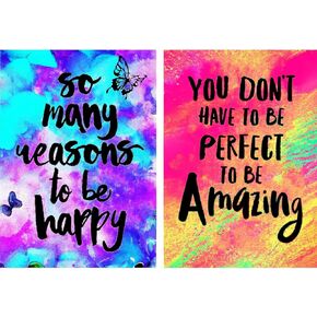 Yomiie 2 Pack 5D Diamond Art Painting Letter Full Drill by Number Kits, Colorful Amazing & Happy Letter Paint with Diamonds Art Rhinestone Embroidery Cross Stitch Craft for Home Decoration(12x16 inch)