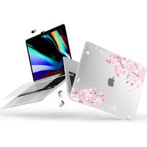 Designed for MacBook Pro 13.3 inch Case 2023-2016 A2338 A2251 A2289 A2159 A1989 A1708 A1706, Ultra-Thin Hard Shell Case with Keyboard Cover & USB Adapter & Webcam Cover, Cherry Blossoms