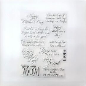 Linda Craft 1pc Happy Mother's Day Clear Stamps for Card Making Decoration and DIY Scrapbooking 12.5x15.5cm