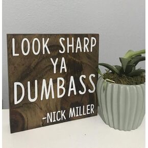 Eeypy Wooden Wall Art Decor Kitchen Look Sharp ya Dumbass - Nick Miller Quote - New Girl Quote Signs - Jessica Day - New Girl TV Show Decor - New Girl Quote Wood Sign Wood Wall Art Decor Panel