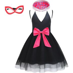 Little Girls Mesh Cosplay Tulle Dress Princess Dress Kids Hero Costume For Halloween Christmas Gifts With Eye Mask