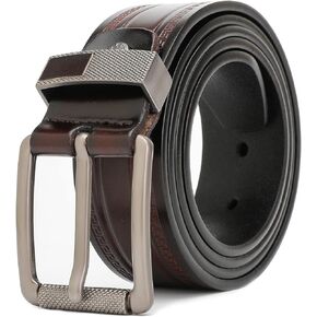 Full Grain Leather Belt for Men with Single Prong Buckle, 100% Cow Leather Dress Belt for Jeans Khakis