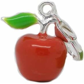 Sexy Sparkles Clip on Red Apple Charm for European Jewelry with Lobster Clasp