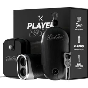 Blue Tees Golf Player Pack GO Bundle - Series 3 Max+ Rangefinder with Premium Case, The Player GO GPS Equipped Magnetic Speaker & Premium 6-in-1 Utility Divot Tool - The Complete Golf Bundle