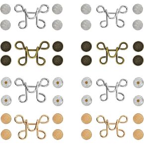 40 Pieces Adjustable Waist Buckle Extender for Jeans Set 4 Styles 2 Sizes No Sewing Required Reusable Jean Buttons Pant Waist Tightener for Replacement Jean Pants