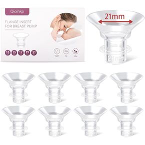 Electric Breast Pump Flange Inserts 21 mm 8PCS for 24 mm Shields Flange/Shield of Most Pumps, BPA Free Inserts,Hands-FreeBreast Pump,Sealed,Reduce 24mm Tunnel Down to Other Size