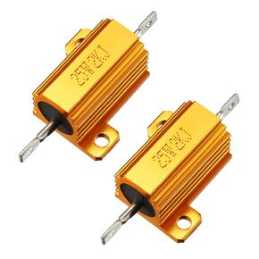uxcell 25W 2k Ohm 5% Aluminum Housing Resistor Screw Tap Chassis Mounted Aluminum Case Wirewound Resistor Load Resistors Gold Tone 2 pcs