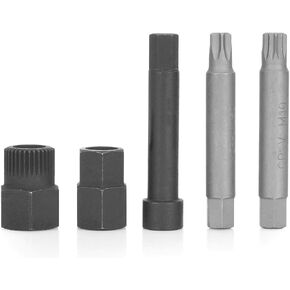 OEMTOOLS 27261 Alternator Decoupler Pulley Tool Kit, 5 Piece, Pulley Sockets and Shaft Bits Fit Most OAD and OWC Pulleys, Alternator Pulley Kit and Repair Tool