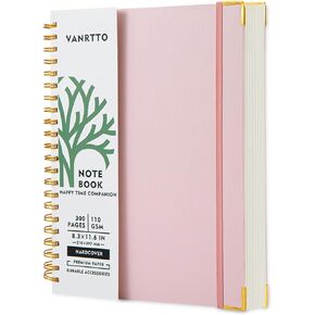 Hardcover Spiral Notebook, 8.5 x 11 IN Notebooks College Ruled, 110 GSM Thick Lined Paper Notebooks for Work, School and Travel, 300 Pages Journals for Writing, Large Journal for Women and Men Green