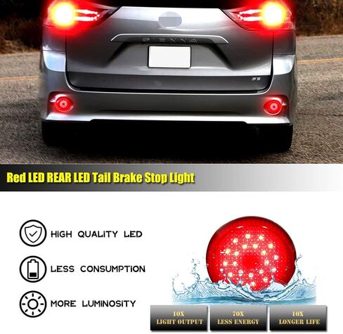 GTINTHEBOX Smoked Lens Led Rear Bumper Reflector Tail Brake Stop Light Lamp Compatible with Scion iQ xB Sienna Corolla in Saudi Arabia