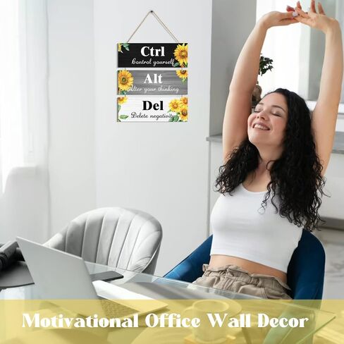Ctrl Alt Del Wall Decor, Control Yourself Alter Your Thinking Delete Negativity Office Decor Motivational Wall Plaques with Sayings Wooden Wall Hangings for Home Office (grey 2, 4.7 x 13.7 inch) in Saudi Arabia