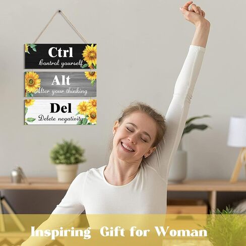 Ctrl Alt Del Wall Decor, Control Yourself Alter Your Thinking Delete Negativity Office Decor Motivational Wall Plaques with Sayings Wooden Wall Hangings for Home Office (grey 2, 4.7 x 13.7 inch) in Saudi Arabia