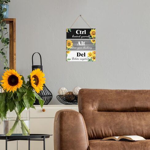 Ctrl Alt Del Wall Decor, Control Yourself Alter Your Thinking Delete Negativity Office Decor Motivational Wall Plaques with Sayings Wooden Wall Hangings for Home Office (grey 2, 4.7 x 13.7 inch) in Saudi Arabia