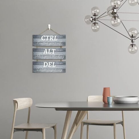 Ctrl Alt Del Wall Decor, Control Yourself Alter Your Thinking Delete Negativity Office Decor Motivational Wall Plaques with Sayings Wooden Wall Hangings for Home Office (grey 2, 4.7 x 13.7 inch) in Saudi Arabia