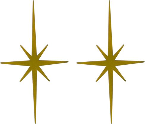 Abvsdu 2 Pcs Cast Iron Starburst Wall Decor 8 Pointed Atomic Stars - Premium Mid Century Modern Decor, Retro Home Decor Accents, Metal Stars Wall Art - Luxurious Golden Finish in Saudi Arabia