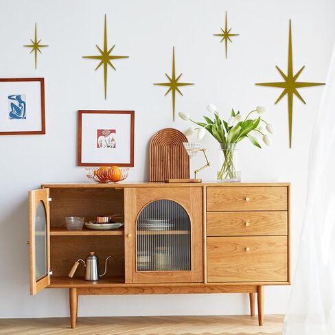 Abvsdu 2 Pcs Cast Iron Starburst Wall Decor 8 Pointed Atomic Stars - Premium Mid Century Modern Decor, Retro Home Decor Accents, Metal Stars Wall Art - Luxurious Golden Finish in Saudi Arabia