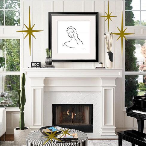Abvsdu 2 Pcs Cast Iron Starburst Wall Decor 8 Pointed Atomic Stars - Premium Mid Century Modern Decor, Retro Home Decor Accents, Metal Stars Wall Art - Luxurious Golden Finish in Saudi Arabia