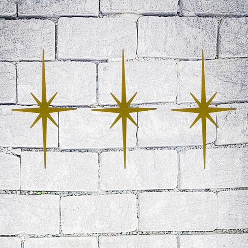 Abvsdu 2 Pcs Cast Iron Starburst Wall Decor 8 Pointed Atomic Stars - Premium Mid Century Modern Decor, Retro Home Decor Accents, Metal Stars Wall Art - Luxurious Golden Finish in Saudi Arabia