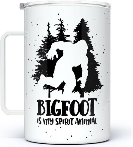Loftipop Bigfoot is My Spirit Animal Insulated Travel Tumbler Coffee Mug, Gift for Introvert, Sasquatch Nature Camping Lover Cup (12oz) in Saudi Arabia