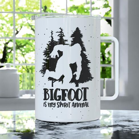 Loftipop Bigfoot is My Spirit Animal Insulated Travel Tumbler Coffee Mug, Gift for Introvert, Sasquatch Nature Camping Lover Cup (12oz) in Saudi Arabia