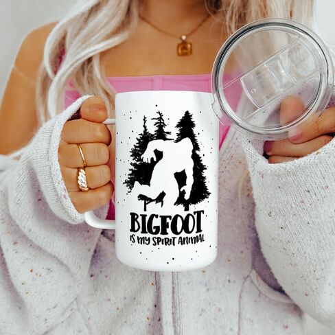 Loftipop Bigfoot is My Spirit Animal Insulated Travel Tumbler Coffee Mug, Gift for Introvert, Sasquatch Nature Camping Lover Cup (12oz) in Saudi Arabia