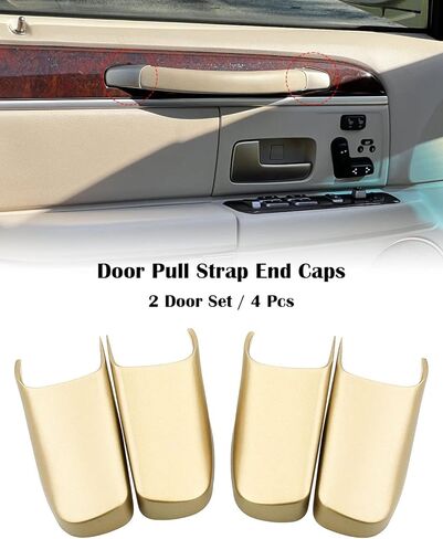 Door Pull Strap End Caps Fit for Lincoln Town Car 2003-2011, Interior Door Handle Trim Light Gold 2 Door Set in Saudi Arabia