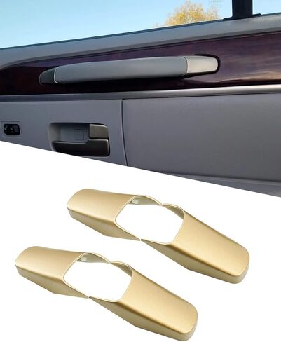 Door Pull Strap End Caps Fit for Lincoln Town Car 2003-2011, Interior Door Handle Trim Light Gold 2 Door Set in Saudi Arabia