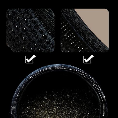 Bling Steering Wheel Cover, 15 Inch Universal White Crystal Rhinestone Diamond Bling Accessories Anti-Slip Wheel Protectorfor Vehicle, Car, Auto, SUV and More (Black Diamond) in Saudi Arabia
