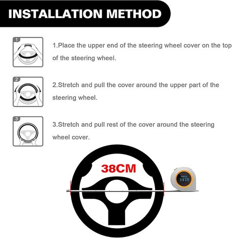 Bling Steering Wheel Cover, 15 Inch Universal White Crystal Rhinestone Diamond Bling Accessories Anti-Slip Wheel Protectorfor Vehicle, Car, Auto, SUV and More (Black Diamond) in Saudi Arabia