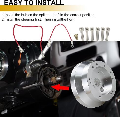 5 & 6 Hole Billet Steering Wheel Hub Adapter,Aluminum Polished Short Hub Adapter Fit for GM Chevy GMC Trucks and Vans Jeep Buick Cadillac Pontiac Oldsmobile 1969-1994 Selected Model in Saudi Arabia