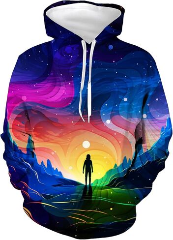 Unisex 3D Galaxy Hoodie Novelty Hooded Sweatshirt Colorful Graphic Long Sleeve Hoodies with Big Pockets in Saudi Arabia