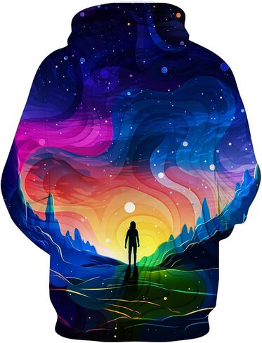Unisex 3D Galaxy Hoodie Novelty Hooded Sweatshirt Colorful Graphic Long Sleeve Hoodies with Big Pockets in Saudi Arabia