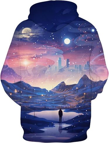 Unisex 3D Galaxy Hoodie Novelty Hooded Sweatshirt Colorful Graphic Long Sleeve Hoodies with Big Pockets in Saudi Arabia