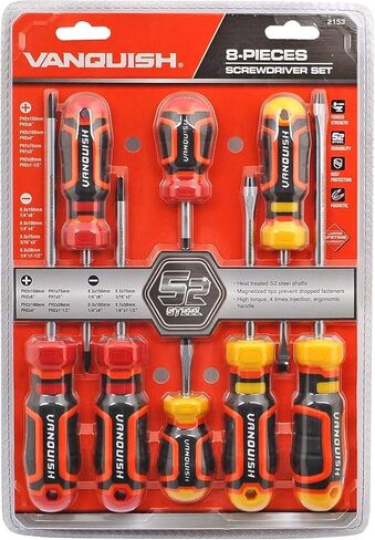 فانكويش طقم مفك مغناطيسي مكون من 8 قطع، 4 فتحات و4 أطراف فيليبس، مجموعة أدوات للمنزل 2153 in Kuwait